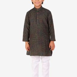 Pro-Ethic Style Developer Kids Black & White Checks Full Sleeves Kurta with Pyjamas-picture-34