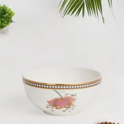 Fabindia Home Zoya Floral White Ceramic Katori (150 ml)-image-52