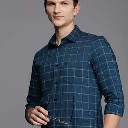 Allen Solly Men Pure Cotton Windowpane Checked Casual Shirt-picture-32