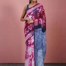 Jaypore Pink Modal Tie & Dye Shibori Saree-picture-35