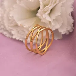 PALMONAS Gold-Plated Twist Cross Stainless Steel Finger Ring-picture-10
