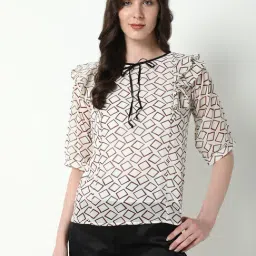showoffff SHOWOFF White & Black Printed Top-picture-16