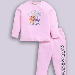 Happy Faces Girls Paw Patrol Print Pure Cotton T-shirt with Trousers-image-56