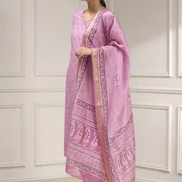 Biba Printed Cotton Unstitched Dress Material image 4