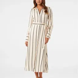 Forever New White & Black Striped Midi Dress-image-71