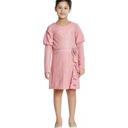 Peppermint Kids Pink Applique Full Sleeves Dress-image-2