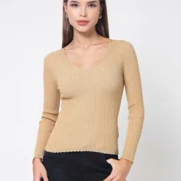 Kalt Khaki Cotton Solid Sweater-picture-39