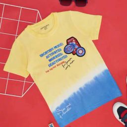 Pantaloons Junior Yellow & Blue Cotton Printed T-Shirt-picture-1