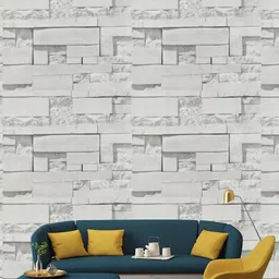 Jaamso Royals Grey Stone Bricks Self Adhesive Wallpaper-picture-4