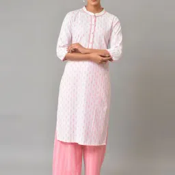 Aurelia Pink Cotton Embroidered Straight Kurta-image-63