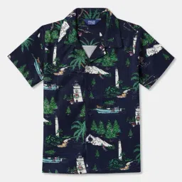 R&B Kids Navy Printed Regular Fit Shirt-picture-36