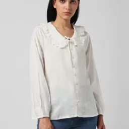 Van Heusen White Cotton Embroidered Top-image-66