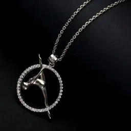 GIVA 92.5 Sterling Silver Yogasana Pendant with Chain for Women-picture-40