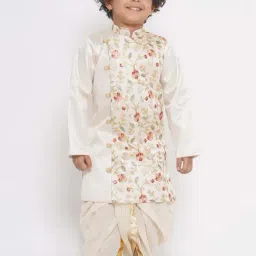 Little Bansi Cream Floral Print Full Sleeves Sherwani Set-picture-26