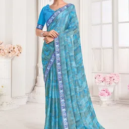 Mitera Printed Saree With Blouse Piece-image-15