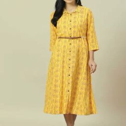 Rangriti Yellow Printed Shirt Dress-picture-43