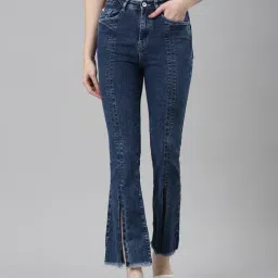 showoffff SHOWOFF Dark Blue Denim Flared Fit Mid Rise Jeans-picture-29