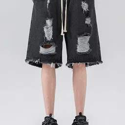 StyleCast Men Solid Washed Loose Fit Denim Shorts-picture-16