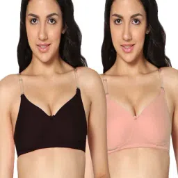 IN CARE Black & Peach Cotton T-Shirt Bras - Pack Of 2-image-9