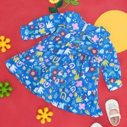 Pantaloons Baby Kids Blue Cotton Printed Full Sleeves Dress-image-18