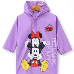 Babyhug Full Sleeve Calf Length Hooded Raincoat Mickey & Friends Print - Dark Purple-picture-40