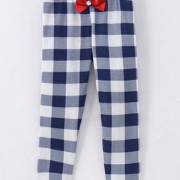 CrayonFlakes Checked Printed Bow Embellished Leggings - Blue-picture-40