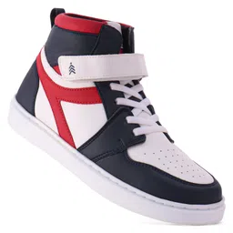 Pine Kids Velcro Closure Sneakers Shoes - White & Red-picture-41