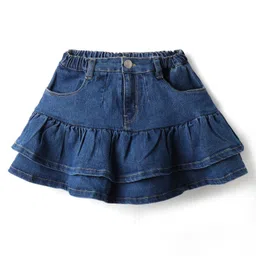 Babyhug Denim Mid Thigh Washed Skirt - Navy Blue-picture-18