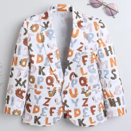 Ministitch Full Sleeves Alphabets Printed Blazer - Brown-picture-28