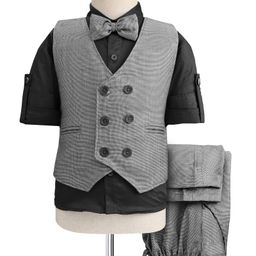 Robo Fry Cotton Woven Full Sleeves Solid 3 Piece Party Suit With Bow - Black-picture-22