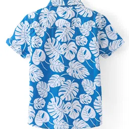 Babyhug 100% Cotton Woven Half Sleeve Regular Collar Shirt with Leafy Print - Blue image 2