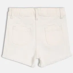 MINI KLUB Cotton Woven Solid Frayed Shorts - White image 3