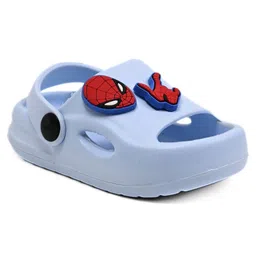 Yellow Bee Marvel Featuring Spider Man Applique Detailed Slingback Clogs - Blue image 3