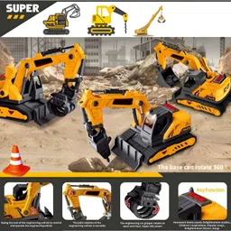 NEGOCIO Engineering Construction Vehicle 1:18 scale Classic Edition" Excavator toy with light & music for kids- PACK OF 1- COLOR MAY VARY image 2