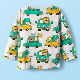 Babyhug Cotton Knit Full Sleeves Co-ords Night Suit With Vehicle Print - Grey image 3