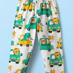 Babyhug Cotton Knit Full Sleeves Co-ords Night Suit With Vehicle Print - Grey image 4