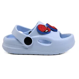 Yellow Bee Marvel Featuring Spider Man Applique Detailed Slingback Clogs - Blue image 5