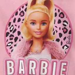 Barbie by Tiny Girl Woven Mattel Featuring Full Sleeves Character Printed Light Winter Hooded Sweatshirt - Pink image 5