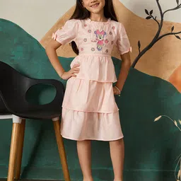 TINY TWILLS Embroidered Puff Sleeve Linen Fit & Flare Dress-picture-13