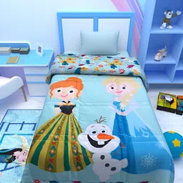 Athom Living Kids Blue & Green Cartoon Characters AC Room 210 GSM Single Bed Comforter image 3