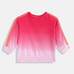mothercare Girls Pink Ombre Cotton Round Neck Sweatshirt-image-17