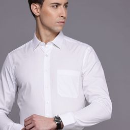 Louis Philippe Pure Cotton Self-Striped Slim Fit Formal Shirt-picture-1