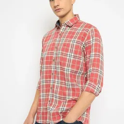 Duke Red Blended Slim Fit Checkered Shirt image 3