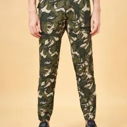 Urban Ranger By Pantaloons Olive Cotton Slim Fit Camouflage Sports Joggers-picture-26