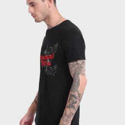 Bewakoof Black Regular Fit Graphic T-Shirt image 3