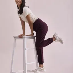 Go Colors! Purple Cotton Mid Rise Joggers image 4