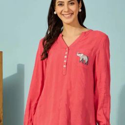 The Kaftan Company Red Solid Top-picture-16
