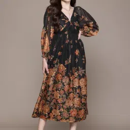 Label Ritu Kumar Black Printed Regular Fit Long Dress-image-36