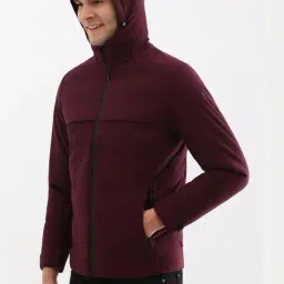 Allen Solly Maroon Cotton Regular Fit Hooded Jacket image 3