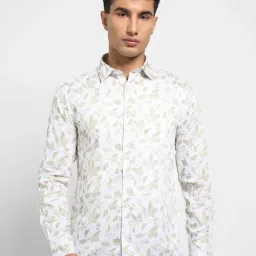 Peregrine By Pantaloons White Cotton Slim Fit Floral Print Shirt-picture-47